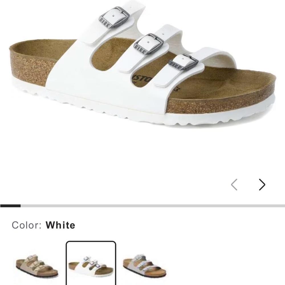 Birkenstock Florida White Leather 3-Strap Sandals | EU 39 - Picture 3 of 4